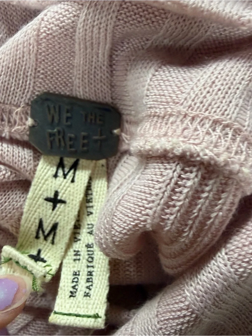 Free‎ People We the Free Espresso Ribbed Soft Pink Ribbed Turtleneck Dress Tunic